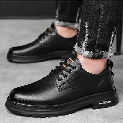 Men's Casual Leather Shoes Designer Trendy All-match Platform Shoes  Men's Business Breathable Leather Shoes shoe
