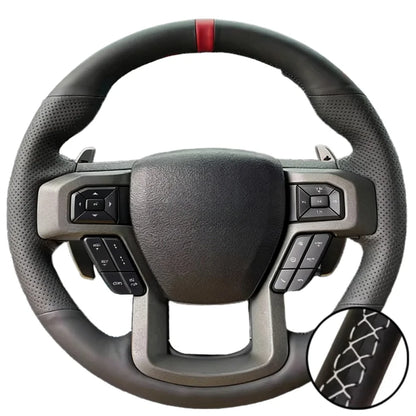 Hand Stitched Microfiber Leather King Ranch Lariat Platinum XL XLT 2015-2017 Volant Steering Wheel Cover For Ford F-150