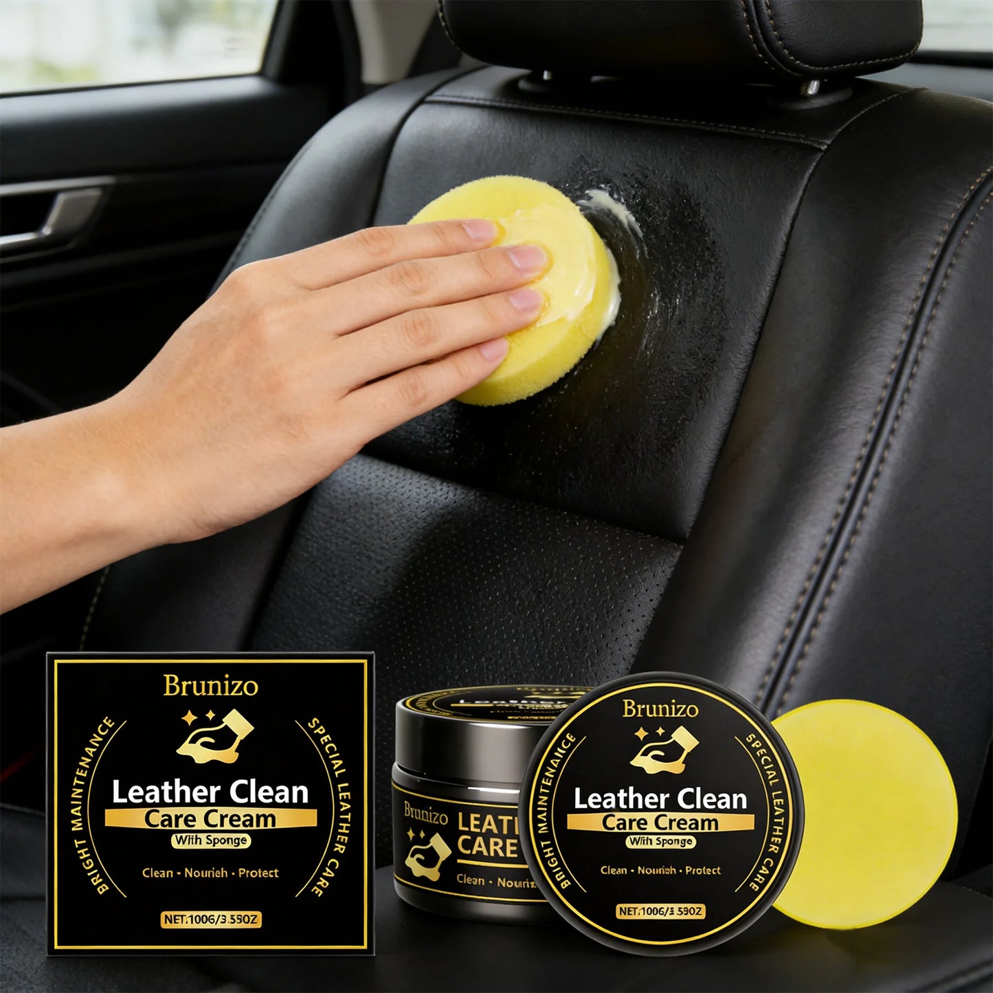 Leather Conditioner and Cleaner Leather Care Cream Car Seat Restorer Auto Interior Cleaning Kit Furniture Polish Shine Protector