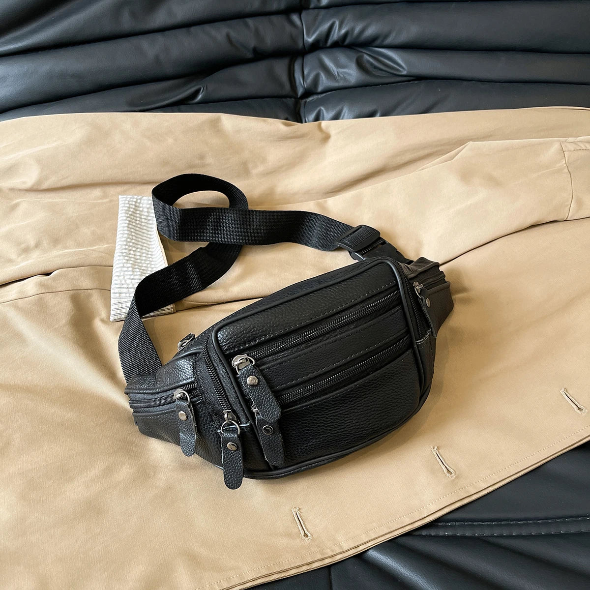 Leather Waist Bag Casual Small Square Hip Packs Crossbody Multi-function Outdoor Phone Pouch Belt Bag Fanny Pack Shoulder Bags