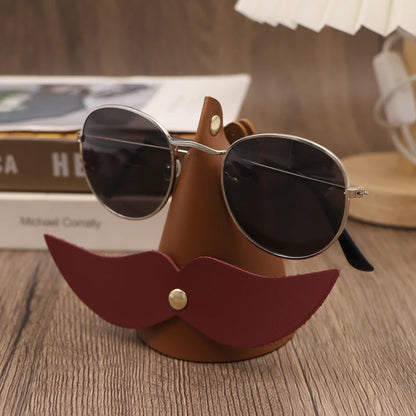 Personalized eyeglasses holder leather simple ins eyeglasses clip leather ornament set bearded eyeglasses accessories