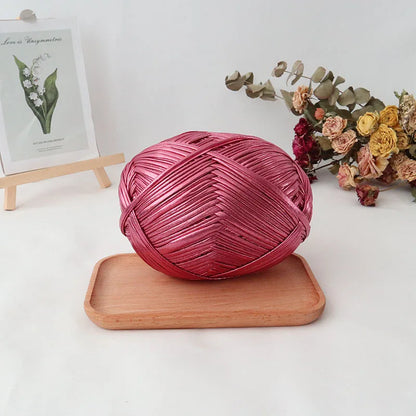 200g  Advanced customized metal texture strip thread handmade DIY woven bag material luminous bright leather material