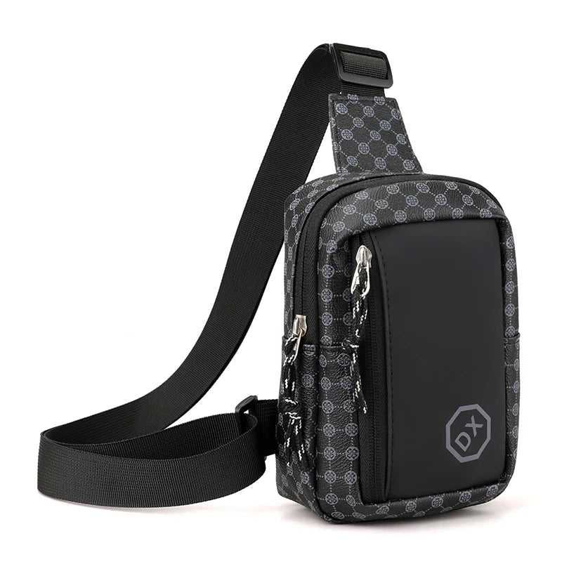 Casual Business Shoulder Bag for Men PU Leather Messenger Bag Wide Strap Crossbody Bags Plaid Designer Male Sling Bags