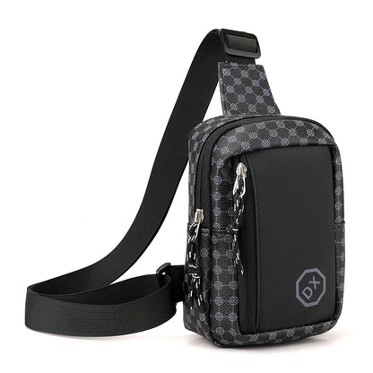Casual Business Shoulder Bag for Men PU Leather Messenger Bag Wide Strap Crossbody Bags Plaid Designer Male Sling Bags