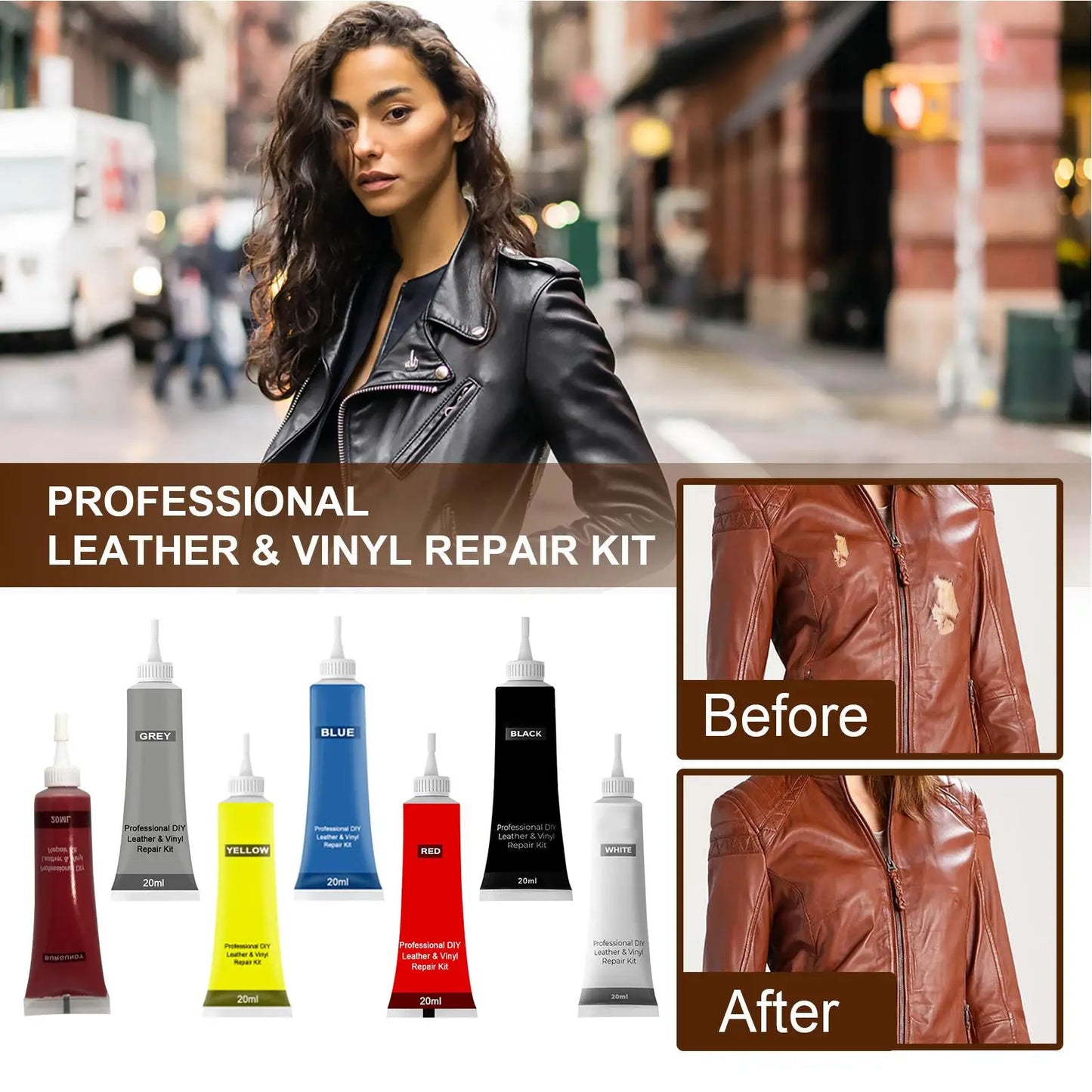 20g Leather Repair Gel Repair Home Car Seat Leather Complementary Repair Refurbishing Cream Paste Leather Care Black/White/Gray