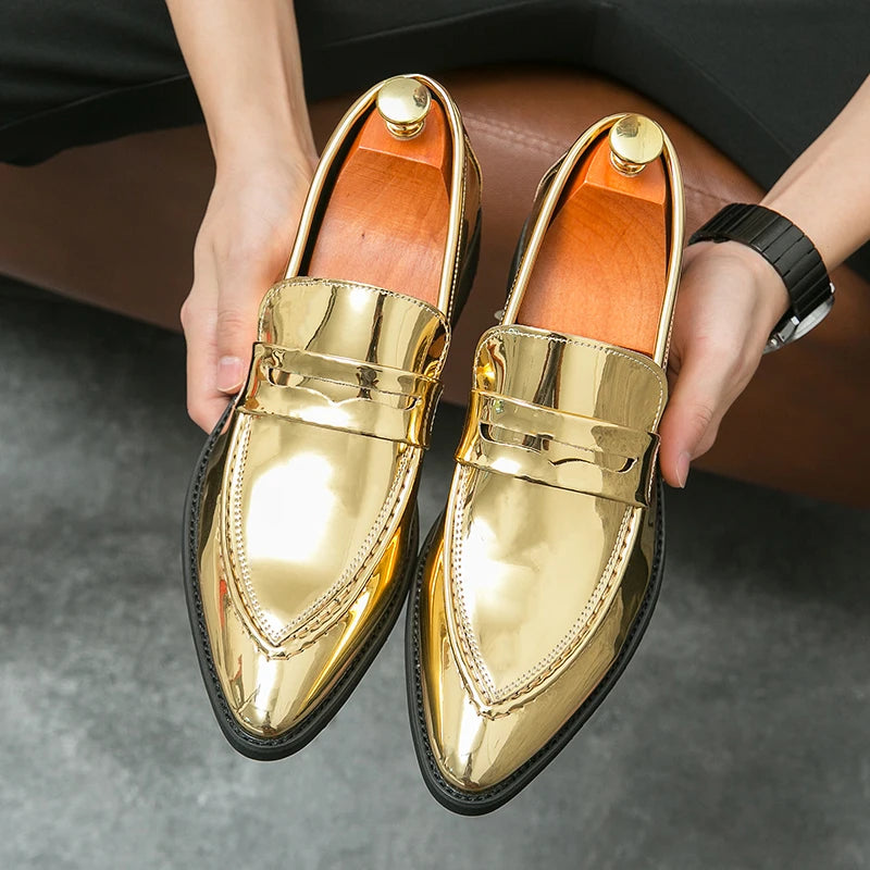 Wedding Leather Shoes For Men Classic Casual Business Shoes Male Green Loafers Social Party Purple Leather Oxford Shoes Man