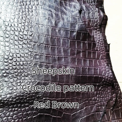 0.8mm Red-brown Crocodile Sheepskin.Top-grain Leather. Genuine Leather Fabric.Handmade DIY for Motorcycle Suits.Whole Sheepskin