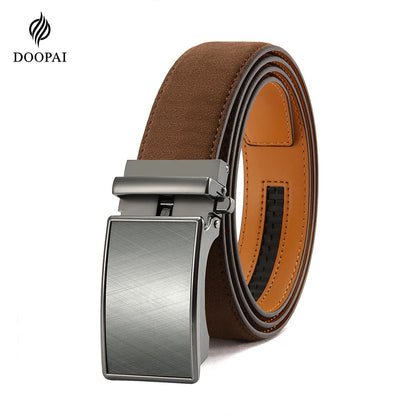 Leather belt men High Quality PU Leather Belts, Automatic Buckle Belt, Adjustable No Hole Belt Jeans Belt for Men