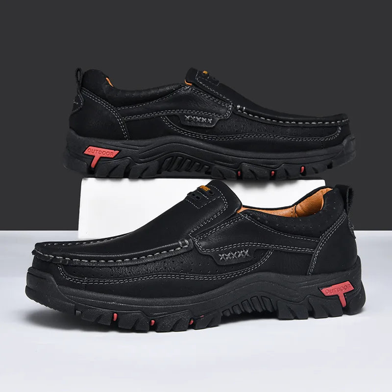 2025 Handmade Shoes Genuine Leather Casual Shoe for Men Flat Platform Walking  Outdoor Footwear Loafers Large Size 50