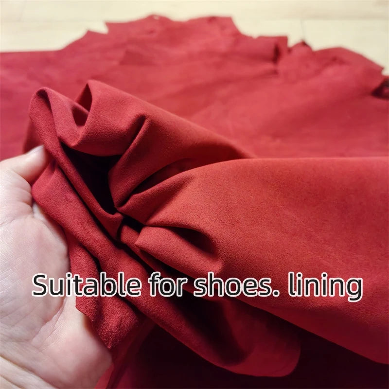 0.5/0.8mm Dark Red Frosted Skin. First Layer Leather. Real Leather Fabric. Handmade DIY For Shoes. Inside. Whole Sheepskin