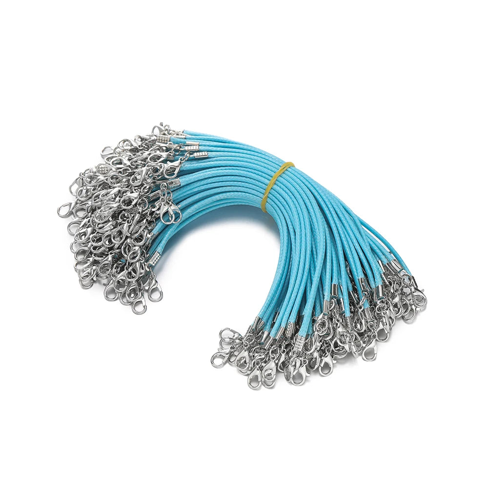 10pcs 2mm PU Leather Wax Thread 13cm Braided Strings With Alloy Lobster Clasp Bracelet Cord for DIY Jewelry Making Supplies