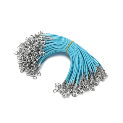 10pcs 2mm PU Leather Wax Thread 13cm Braided Strings With Alloy Lobster Clasp Bracelet Cord for DIY Jewelry Making Supplies