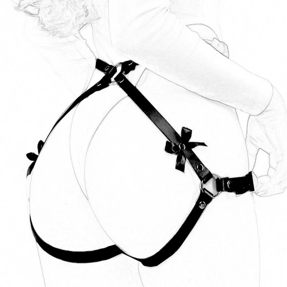 Women PU Leather Leg Harness Decoration Fashion Punk Waist to Leg Belt Caged Thigh Garter Belt Straps Goth Clothing Accessories