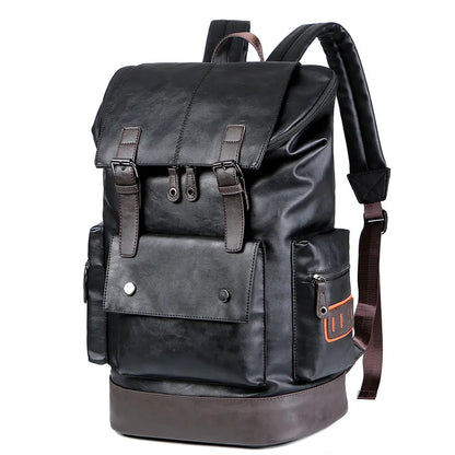 Men's Large Leather Antitheft Travel Backpack Laptop Bags Men Black Pu Bagpack Boy Big Capacity School Male Business 가방 mochilas