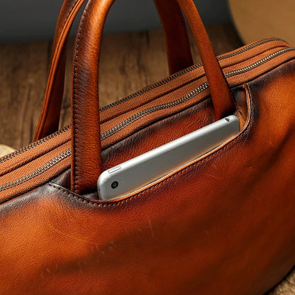 Natural Genuine Leather Men Briefcase Bag Business Handbag First Layer Cowhide Leather Men Bags HIgh Quality Shoulder Laotop Bag