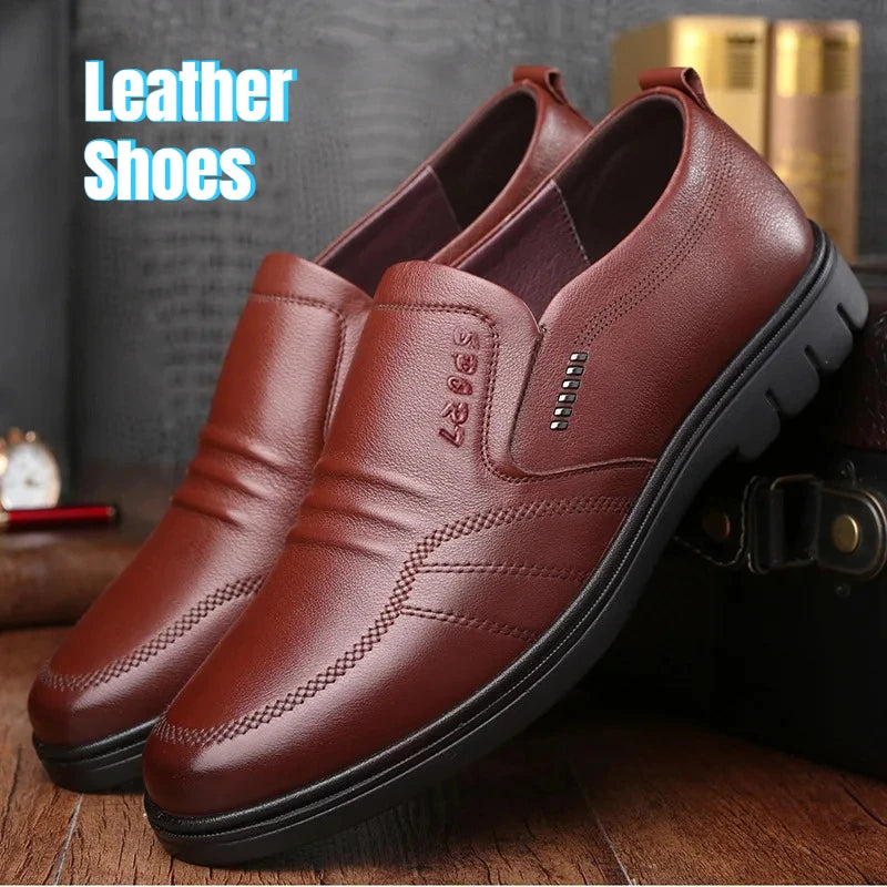 New Business Men Leather Shoes British Style Casual Men Sneakers Soft Breathable Comfortable Non-slip Walking Footwear for Male