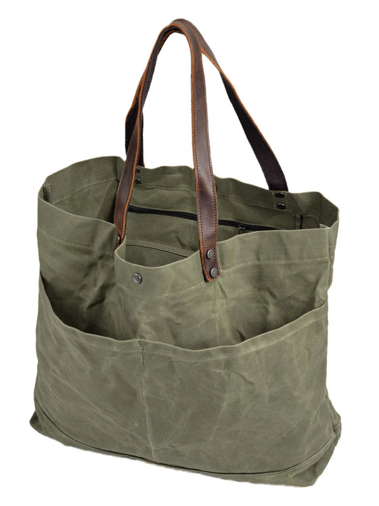 Retro Canvas Leather Men's Shoulder Bag Large Capacity Tote Bag Laptop Bag Artistic Style Casual Single Shoulder Handbag