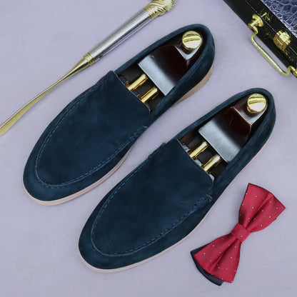 Matte Suede Men's Shoes Genuine Leather Retro Low-Top Shoes Business Slip-On Cow Suede Slip-On Soft Men's Casual Leather Shoes
