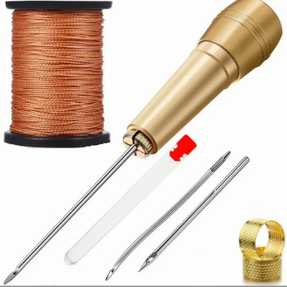 Leather Craft Sewing Kit Waxed Thread Hand Quilting Needles Sewing Awl，for Beginner , Stitching, Sewing