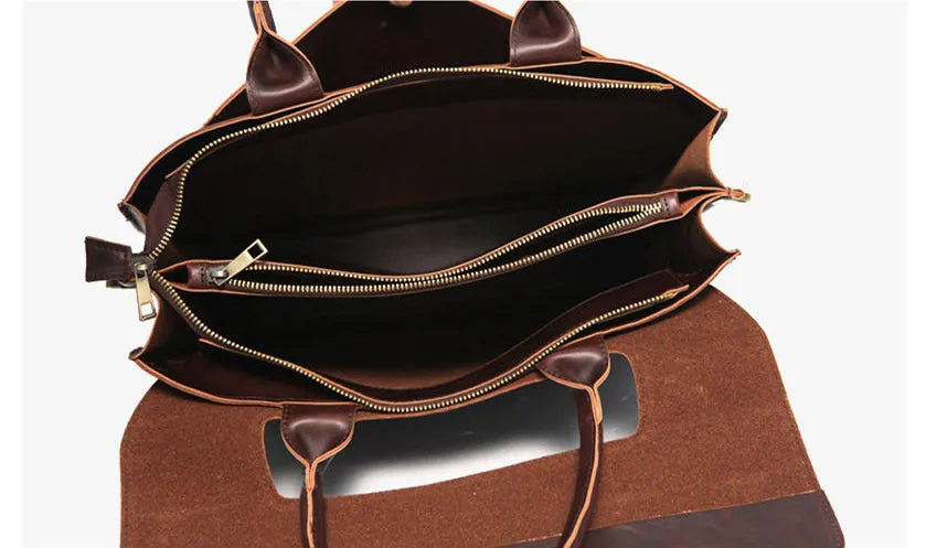 Business Casual Briefcase For Men And Women Handbag 13.3 Inch Laptop Bag Shoulder Cross Bag Crazy Horse Pu Leather Messenger Bag