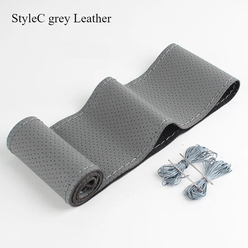 DIY Leather Steering Wheel Covers Soft Fiber Universal Braid Car Steering-Wheel With Needles and Thread Interior Accessories