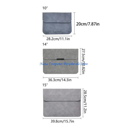 F68C Luxury 10/14/15inch Laptop Sleeve with Stand Full Leather Interior Shock Absorbing Padding Storage Travel Friendly