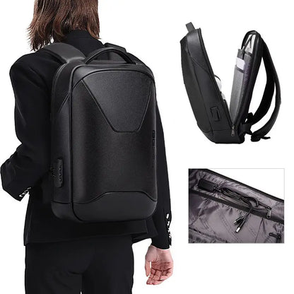 BANGE Leather Anti Theft Waterproof Laptop Backpack 15.6 Inch Daily Work Business Backpack School Back Pack Mochila for Male