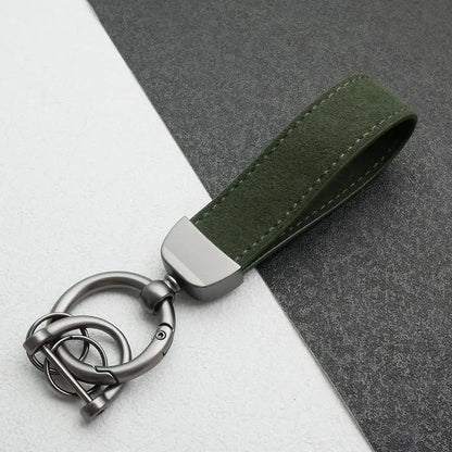 Leather Car Keychain, High-End Car Metal Key, Suede Pendant, Leather Ornament Metal Car Keychain Ring Accessories