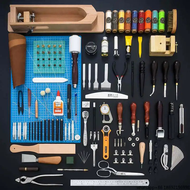 [Professional Edition] Handmade Leather Goods DIY Tool Set Hand Sewn Leather Art Leather Tools Homemade Wallet Bag Production