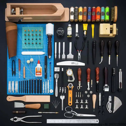 [Professional Edition] Handmade Leather Goods DIY Tool Set Hand Sewn Leather Art Leather Tools Homemade Wallet Bag Production