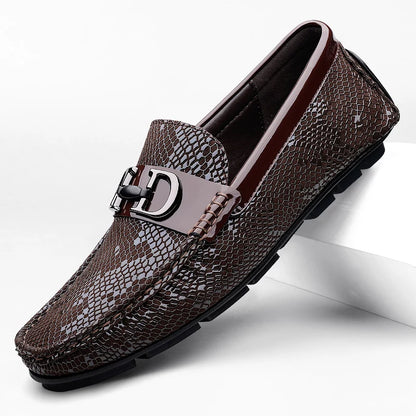 High Quality Men's Fashionable Snake Skin Pattern Comfortable Business Banquet Leather Shoes Spring New Men's Casual Loafers