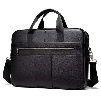 Men's Fashion Genuine Leather Briefcase Large A4 Document Shoulder Bag 14 Inch Laptop Messenger Tote Handbag Male