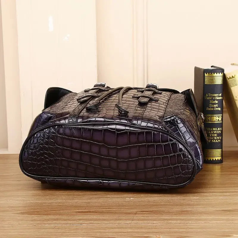 2026 New Luxury Brand Real Genuine Leather Men Alligator Backpacks Student Backpack Boy Luxury 15.6 Inch Computer Laptop Bag