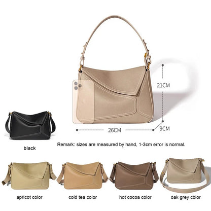 Women's Bag Genuine Leather Geometric Tote Bag 2024 Autumn Lady Underarm Shoulder Bag Female Popular Commuter Messenger Handbag