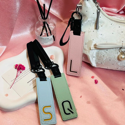 Accessory Display Hook Making Supplies Key Ring Pendant Keychain Accessories Keyring Holder Charm Gift 26 Letters Leather