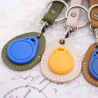 Leather Access Card Case Anti-lost Anti-fall Keychain Accessories, Leather Keychain Holder with Key Chain Ring