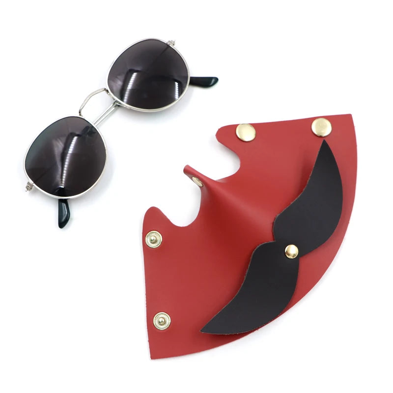 Personalized eyeglasses holder leather simple ins eyeglasses clip leather ornament set bearded eyeglasses accessories