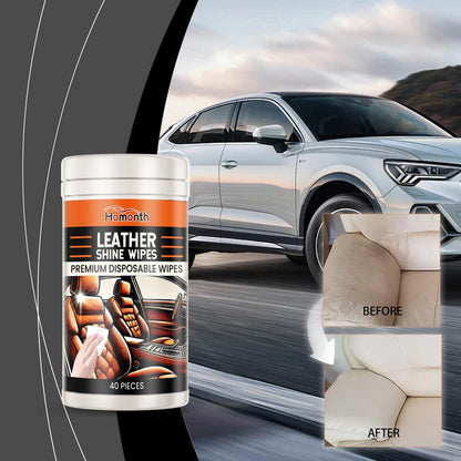 40Pcs Leather Cleaner & Conditioner Wipes Disposable Car Leather Wipes Conditioning Wipes Plastic Leather Restore Polish