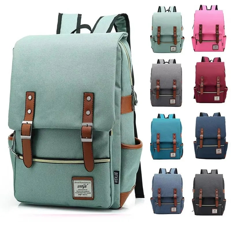 Fashion Vintage Laptop Backpack Women Canvas Bags MEN canvas Travel Leisure Backpacks Retro Casual Bag School Bags For Teenager#
