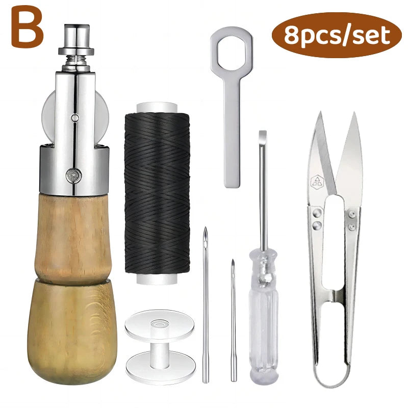 8pcs/set DIY Leather Sewing Thread Hand Sewing Tools Leather Craft Edge Stitching Belt Strips Shoemaker Canvas Repair Tools