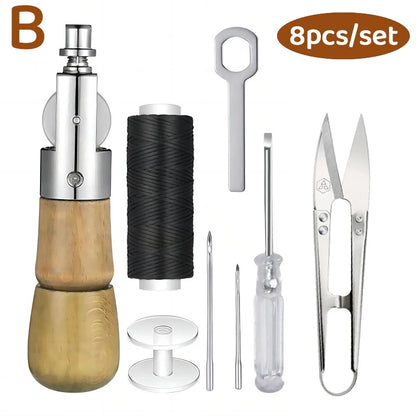 8pcs/set DIY Leather Sewing Thread Hand Sewing Tools Leather Craft Edge Stitching Belt Strips Shoemaker Canvas Repair Tools