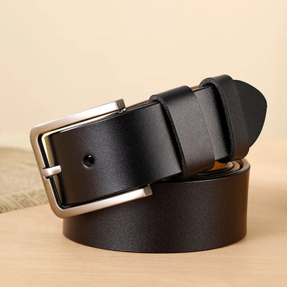 3.7cm Wide Men's Synthetic Leather Belt with Metal Pin Buckle, Casual Jeans Belt for Men, Unisex Synthetic Leather Pants Belt
