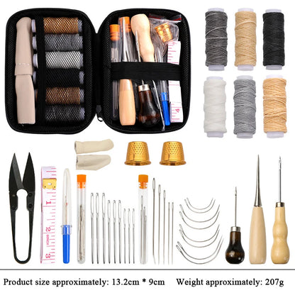 1set Leather Heavy Duty Sewing Kit Large-Eye Needles Upholstery Repair Tools Sewing Kit with Needles Thread for DIY Craft Tools