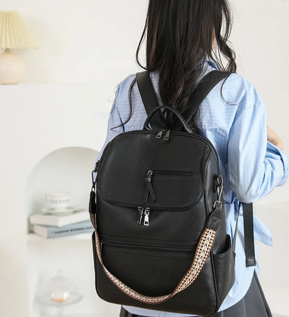 New 2026 Women Large Leather Laptop Backpack 15.6 Inch Waterproof Casual Fashion Business Retro Travel Shoulder bags for College