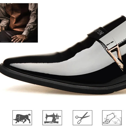 2025 Leather Shoes for Men Patent Leather Mens Casual Oxford Shoes Moccasin Glitter Male Footwear Designer Business Casual Shoes