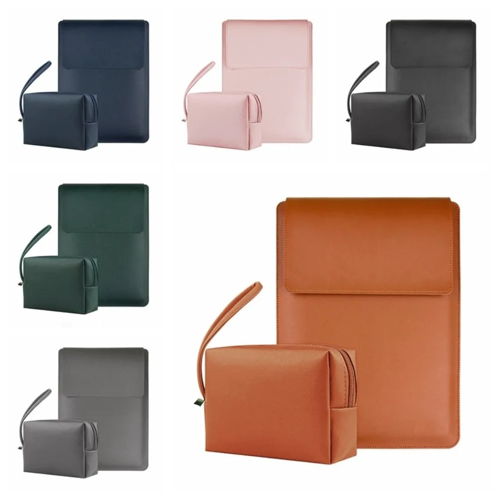 With Small Bag Laptop Sleeve Bag Bracket Design PU Leather Laptop Sleeve Case Adjustable Waterproof Laptop Bracket Inner Bag
