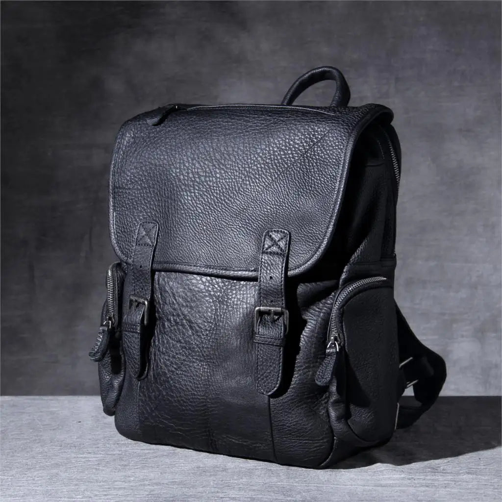The First Layer Leather Men Backpack Shoulder Bag Travel Large-capacity Laptop Backpacks Casual Schoolbag Original Male