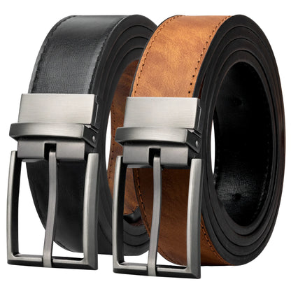 Maikun Reversible Leather Belts for Men Brown Leather Belts For Trousers Boss Belts Men's Designer Waist Belt Coffee