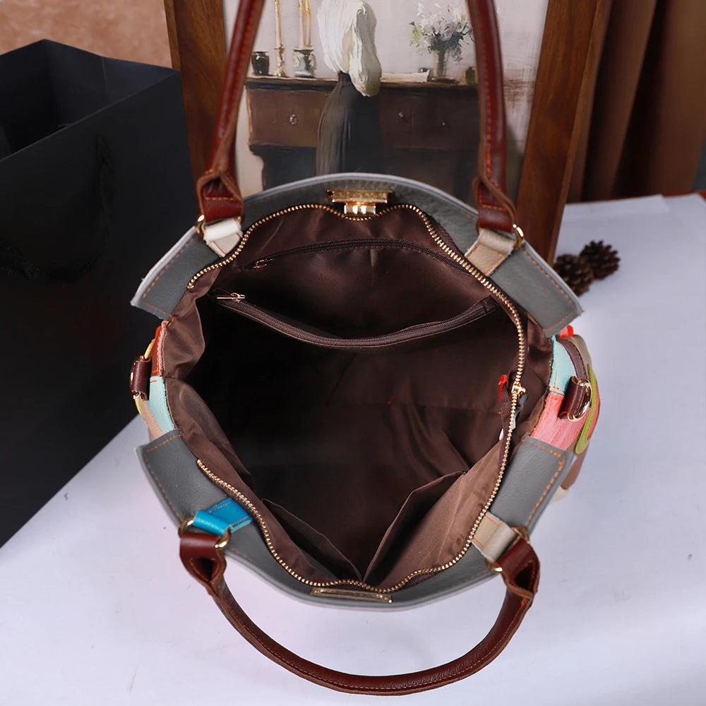 Genuine Leather Crossbody Bag for Women, Handcrafted Cowhide, Retro Handbag, Single Shoulder, Fashionable Design