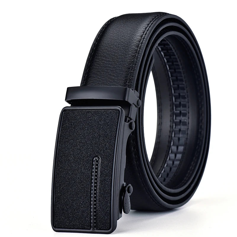 2026 New  cow genuine leather men's belt cowhide strap for male automatic buckle belts for men black buckle belts